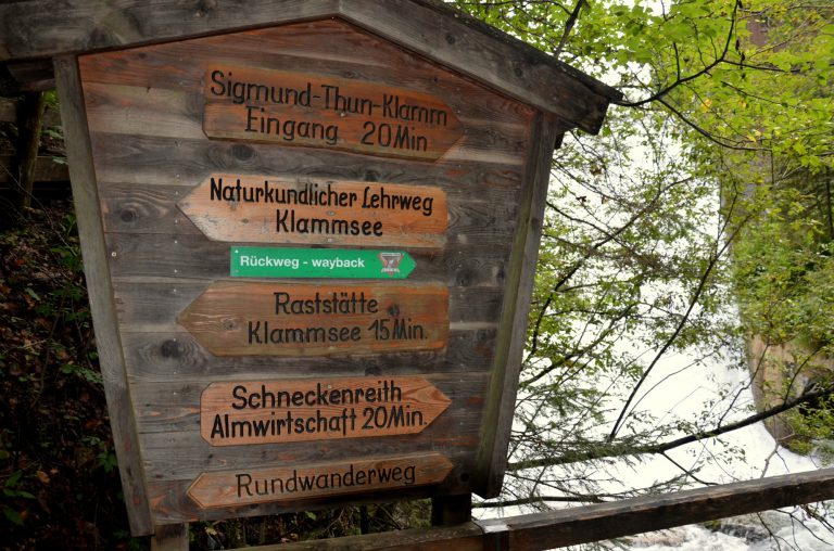 Soutěska Sigmund Thun-Klamm - rozcestí